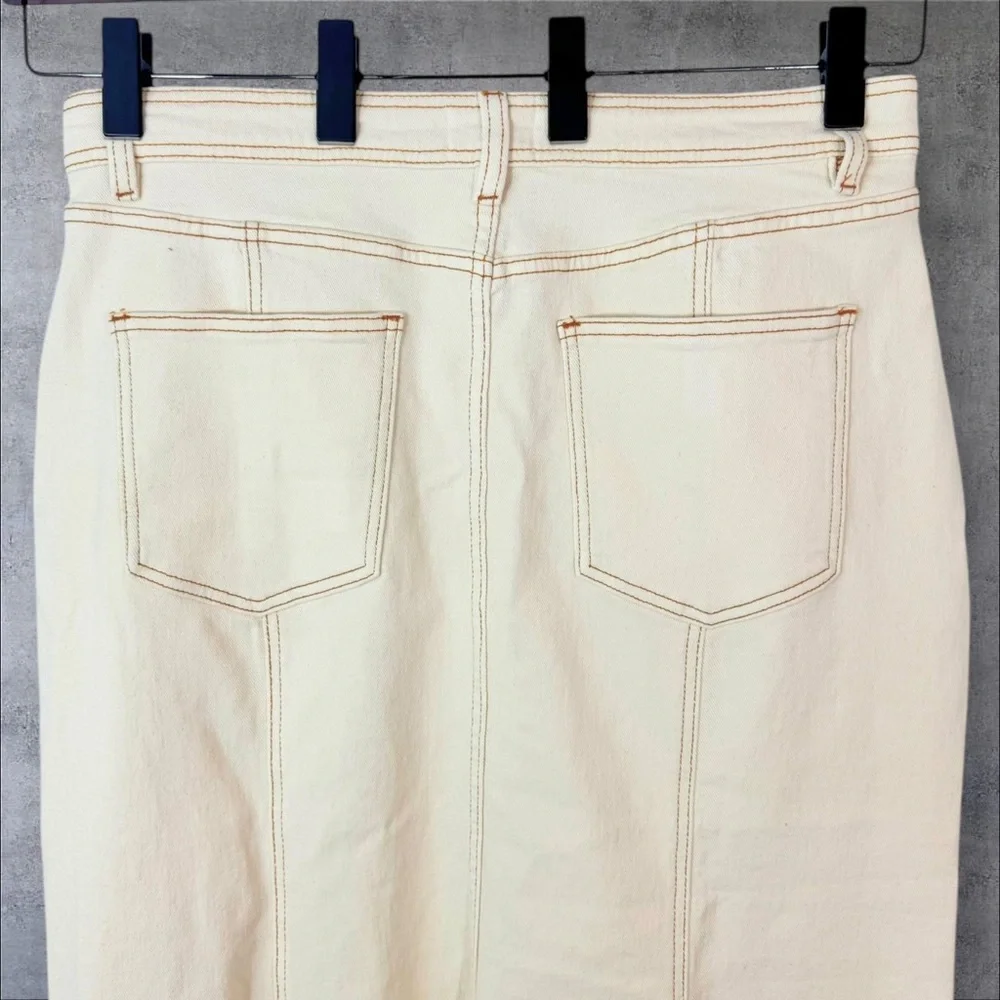 Avec Les Filles Paneled Flare Denim Midi Skirt XL NWT - Picture 8 of 10